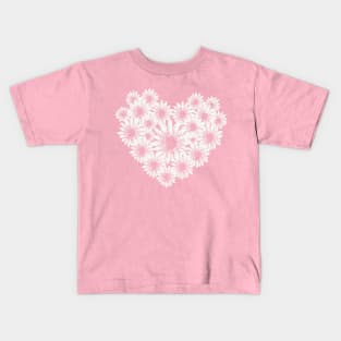 Heart full of White Daisy Flowers Kids T-Shirt